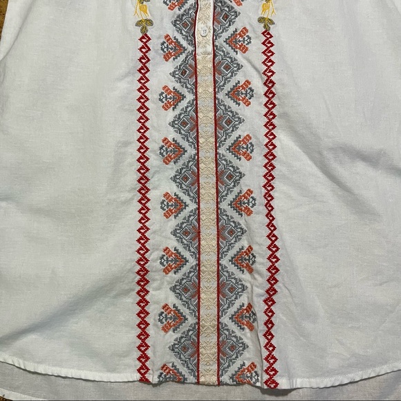 Andrée by Unit White Embroidered Sleeveless Linen Blend Top Sz S - Picture 11 of 14